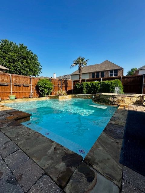 Backyard pool with landscaping — Frisco TX
