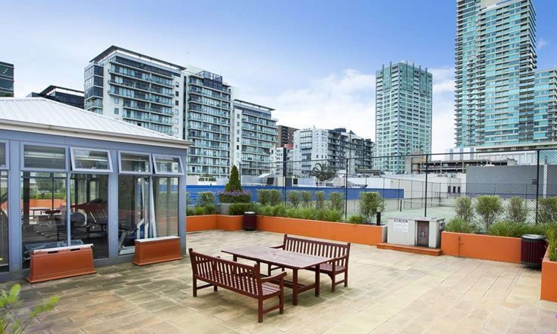 88 Park Street rooftop terrace with seating and city views