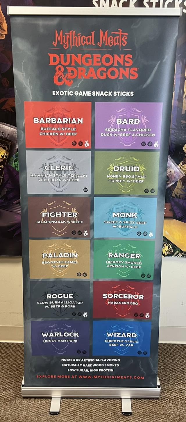 Mythical Meats D and D class flavors banner