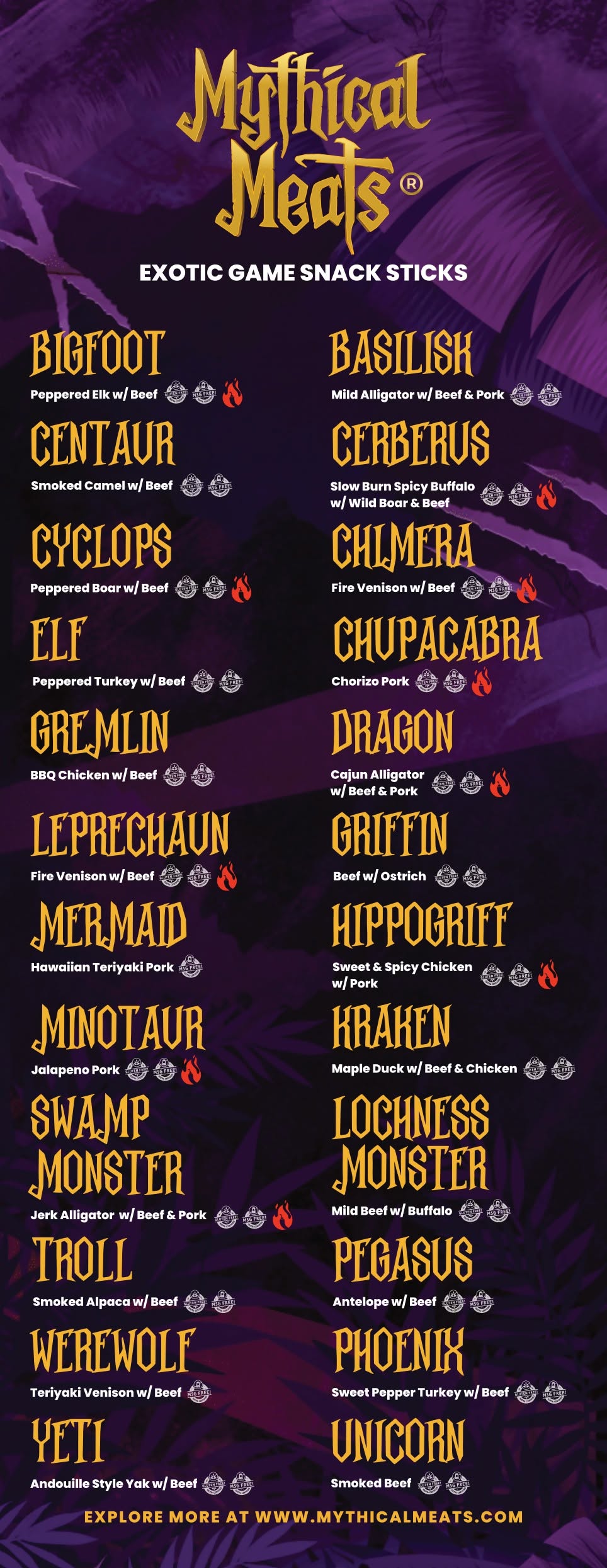Mythical Meats beasts and humanoids flavor menu
